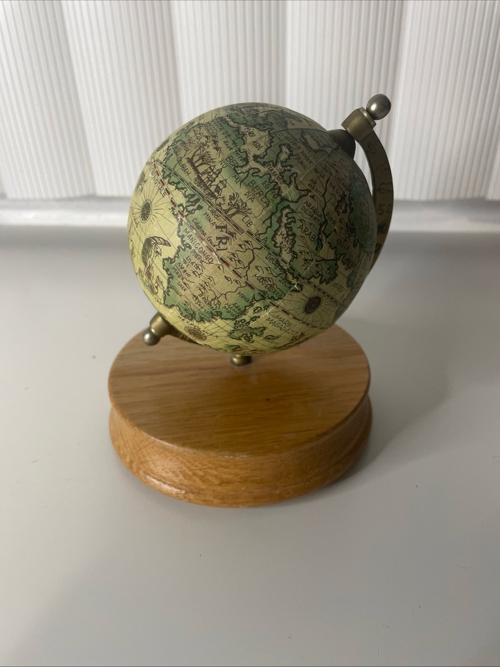 Desktop World Map Rotating Globe With Wooden Base 6”